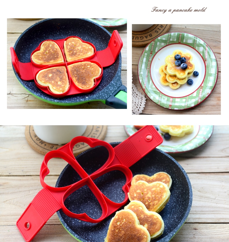 1Pcs Silicone Non Stick Fantastic Egg Pancake Maker Ring Kitchen Baking Omelet Moulds Flip cooker Egg Ring Mold Color : FLOWER|SQUARE|HEART|ROUND|7-ROUND|HEART-FLOWER-ROUND|ROUND-HEART|10HEART 