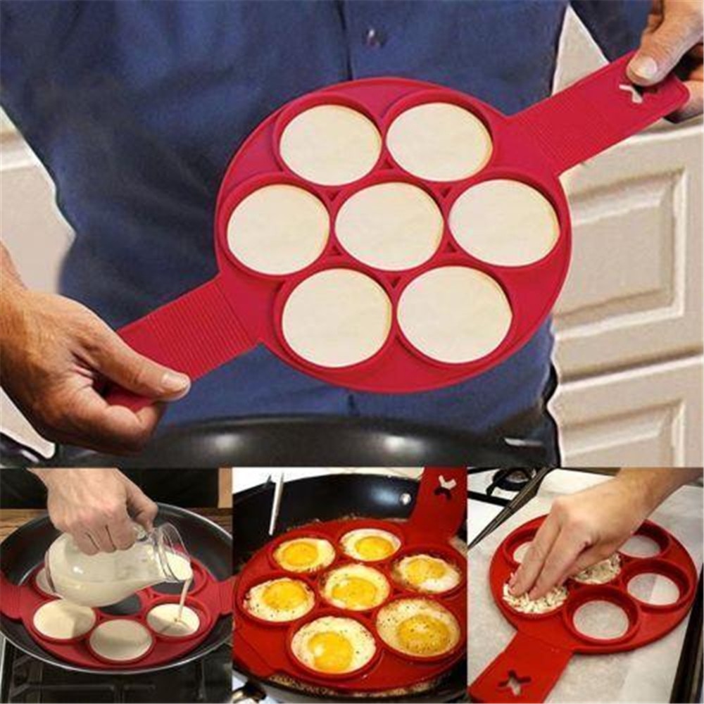 1Pcs Silicone Non Stick Fantastic Egg Pancake Maker Ring Kitchen Baking Omelet Moulds Flip cooker Egg Ring Mold Color : FLOWER|SQUARE|HEART|ROUND|7-ROUND|HEART-FLOWER-ROUND|ROUND-HEART|10HEART 